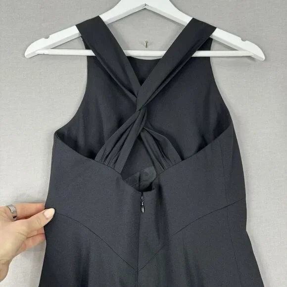 Vintage Ann Taylor Womens Dress 2 Black Midi Knot Y2K Cocktail Evening Formal - Picture 9 of 12